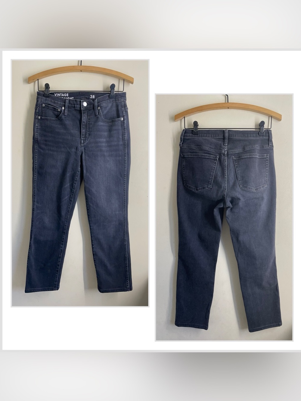 J.Crew Vintage Slim Straight Jeans Women’s 28 Charcoal Black Ankle Crop